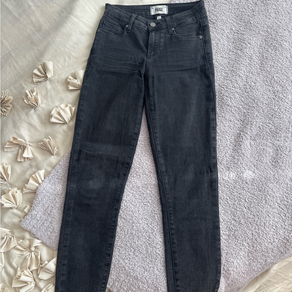 PAIGE Verdugo Ankle Skinny Jeans Size 24 | Dark Grey Clean Stretch Denim